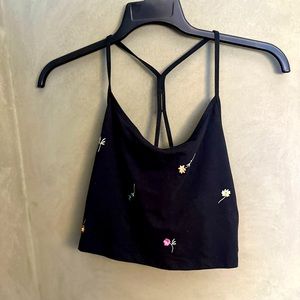 Pink by Victoria secret crop tank black with florals - XL